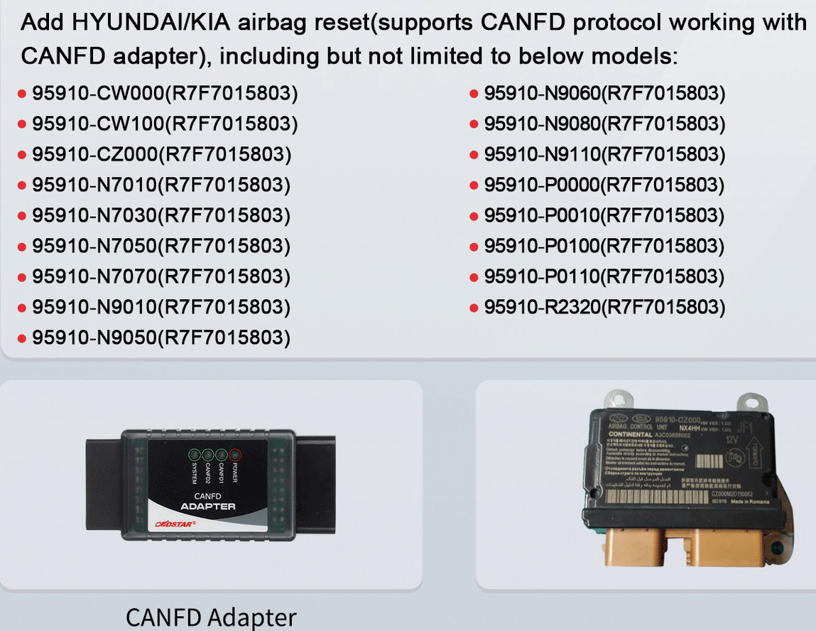 CANFD for airbag reset